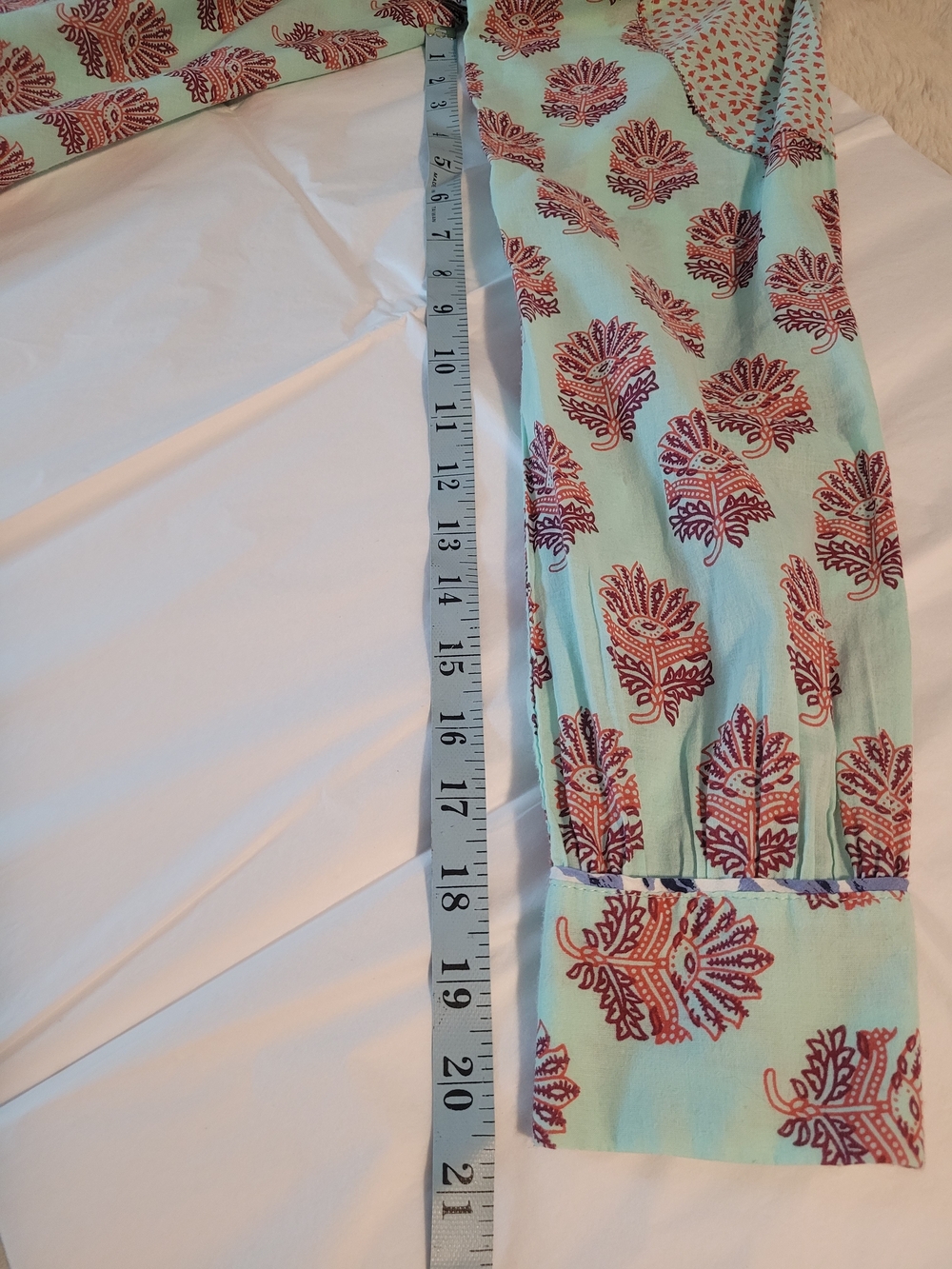Sundance Rosalie Light Aqua Printed Button-Front Shirt - Picture 12 of 12